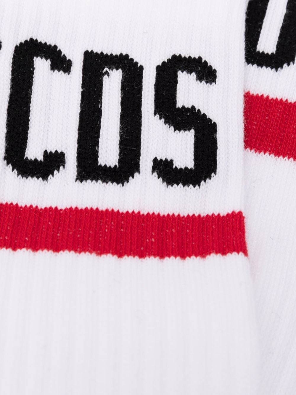Bright white/black/red fabric logo intarsia ribbed-knit socks