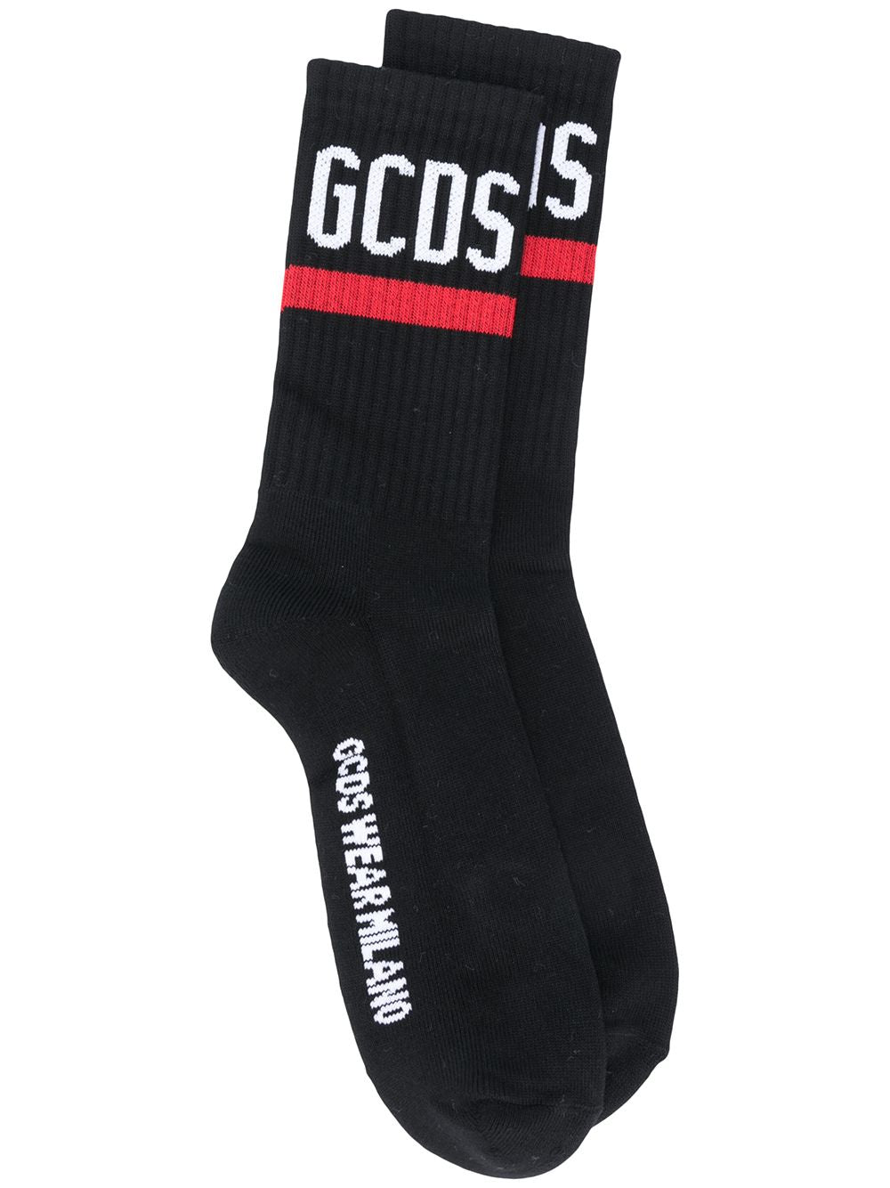 Black/red/white cotton logo band socks