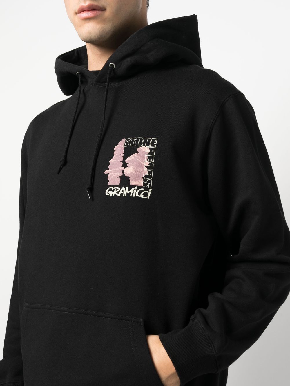 Graphic-print cotton hoodie