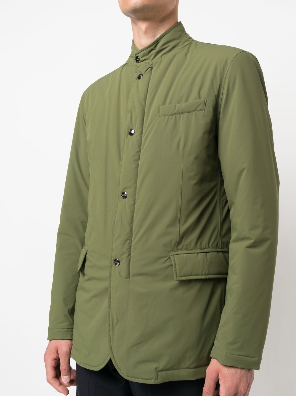 avocado green packable press-stud jacket