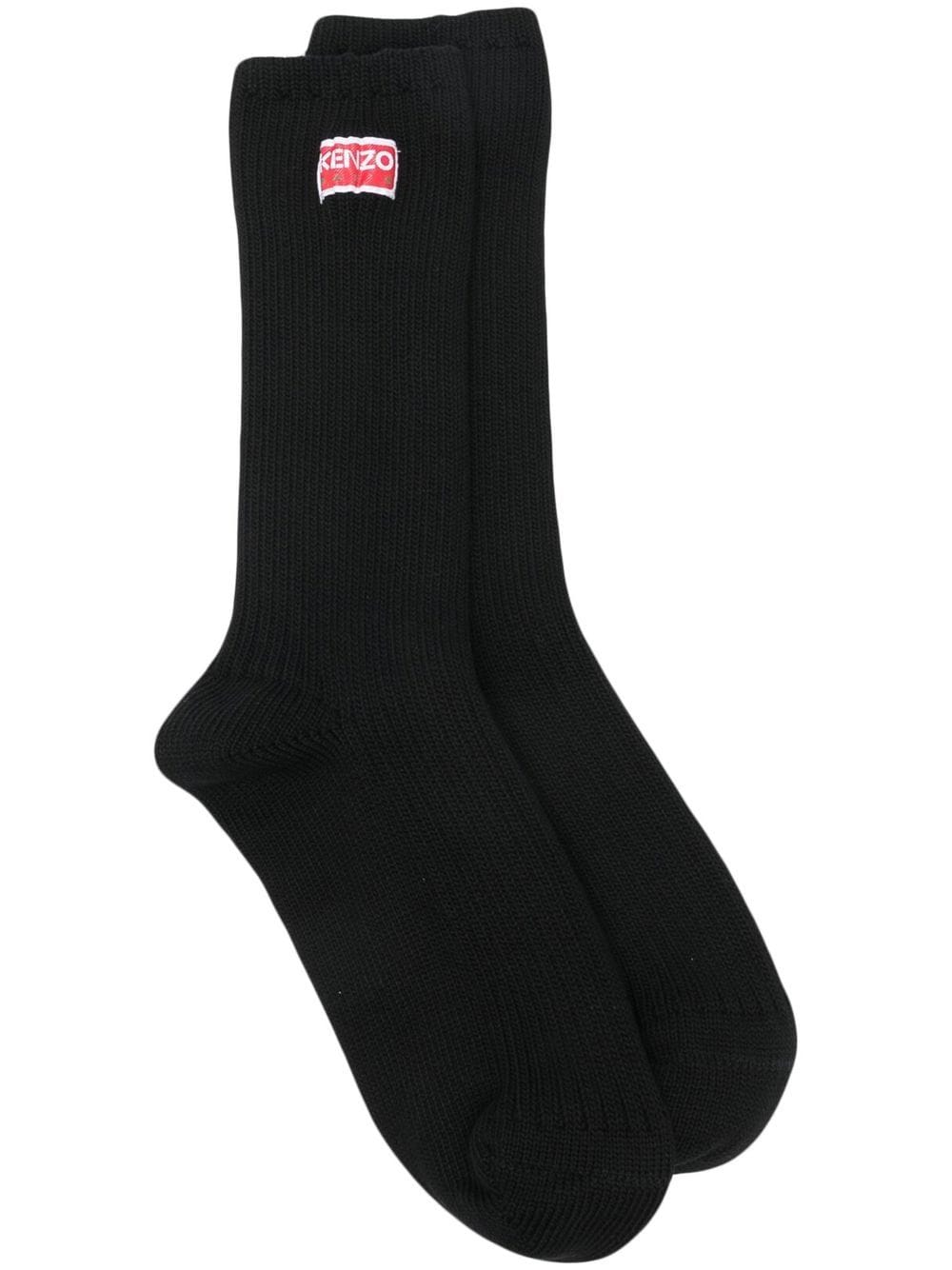 Logo-patch cotton-blend socks