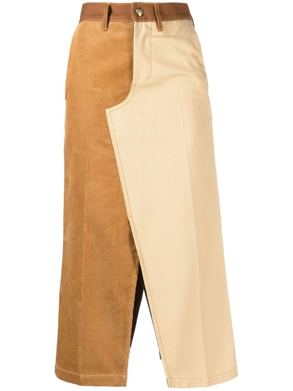 Two-tone cotton midi skirt