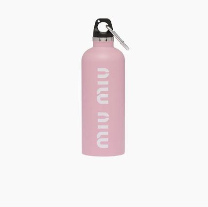 Pink logo-print water bottle