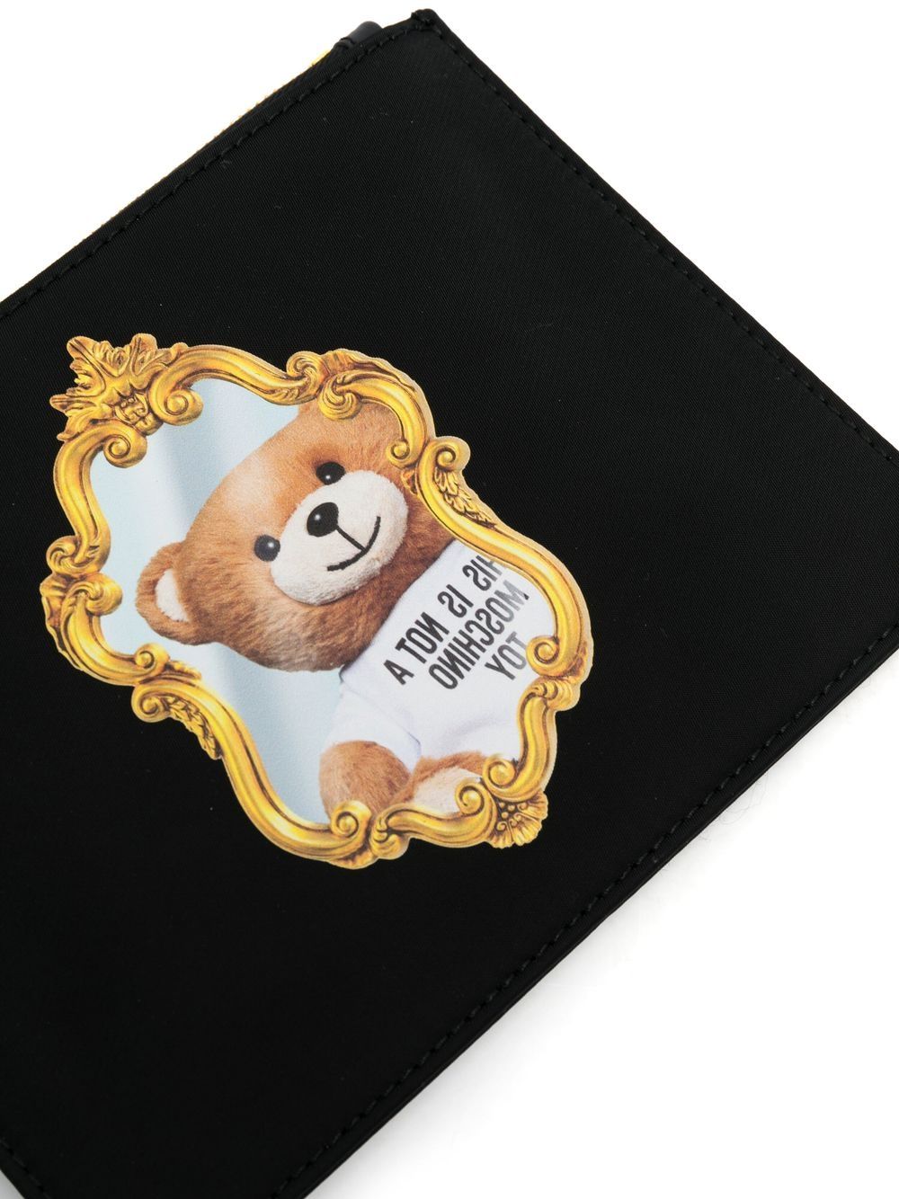 Teddy Bear-print leather clutch bag