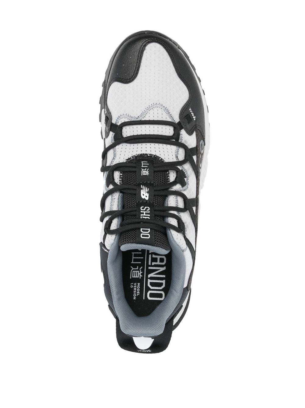 Black/white lace-up low-top trainers
