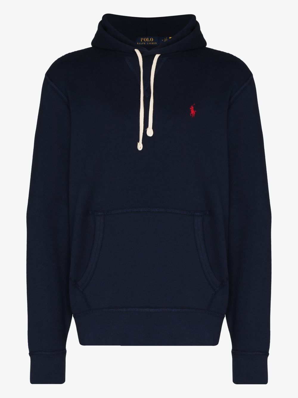 Navy blue cotton-blend embroidered logo hoodie