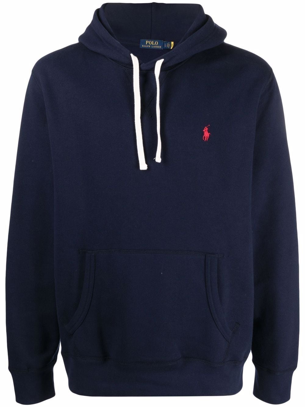 Navy blue cotton-blend embroidered logo hoodie