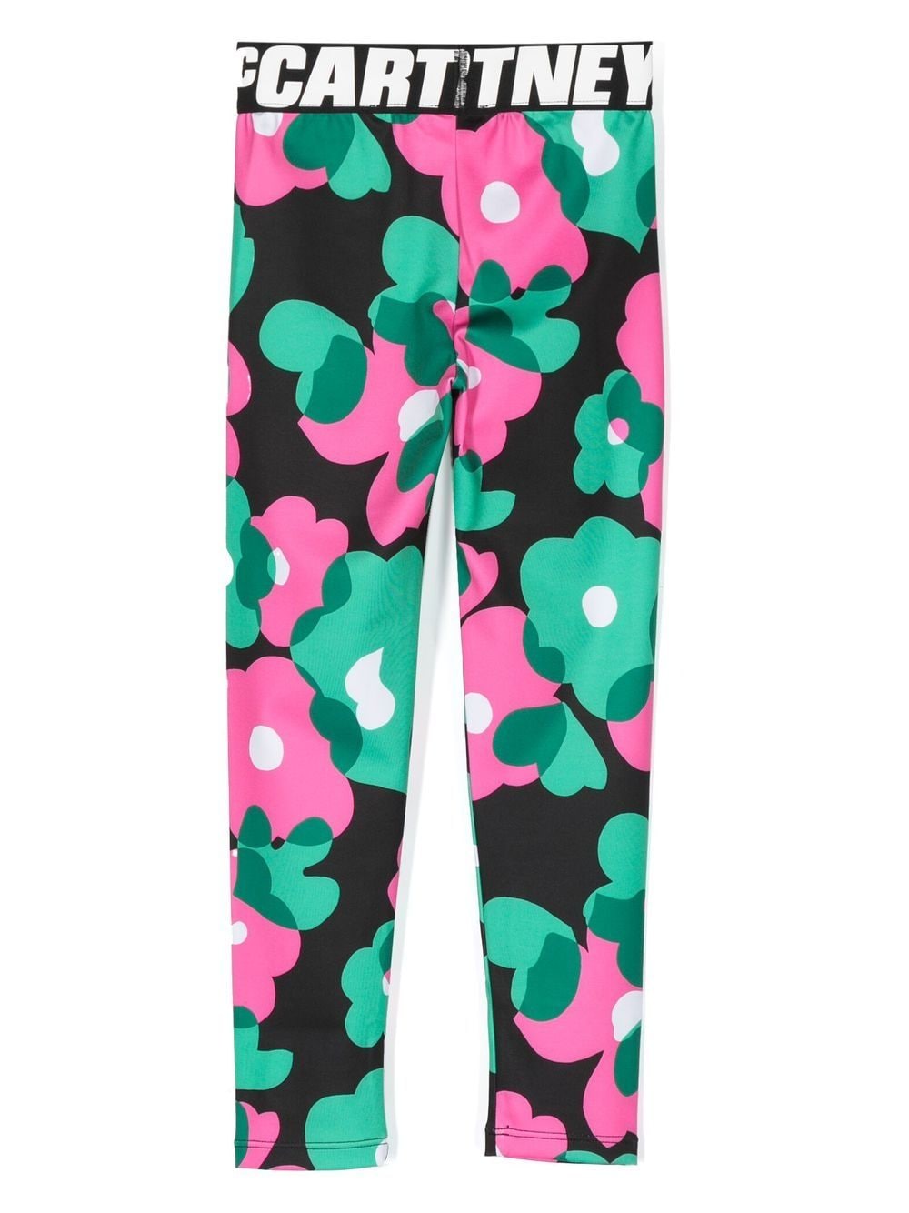 Floral-print logo-waistband leggings