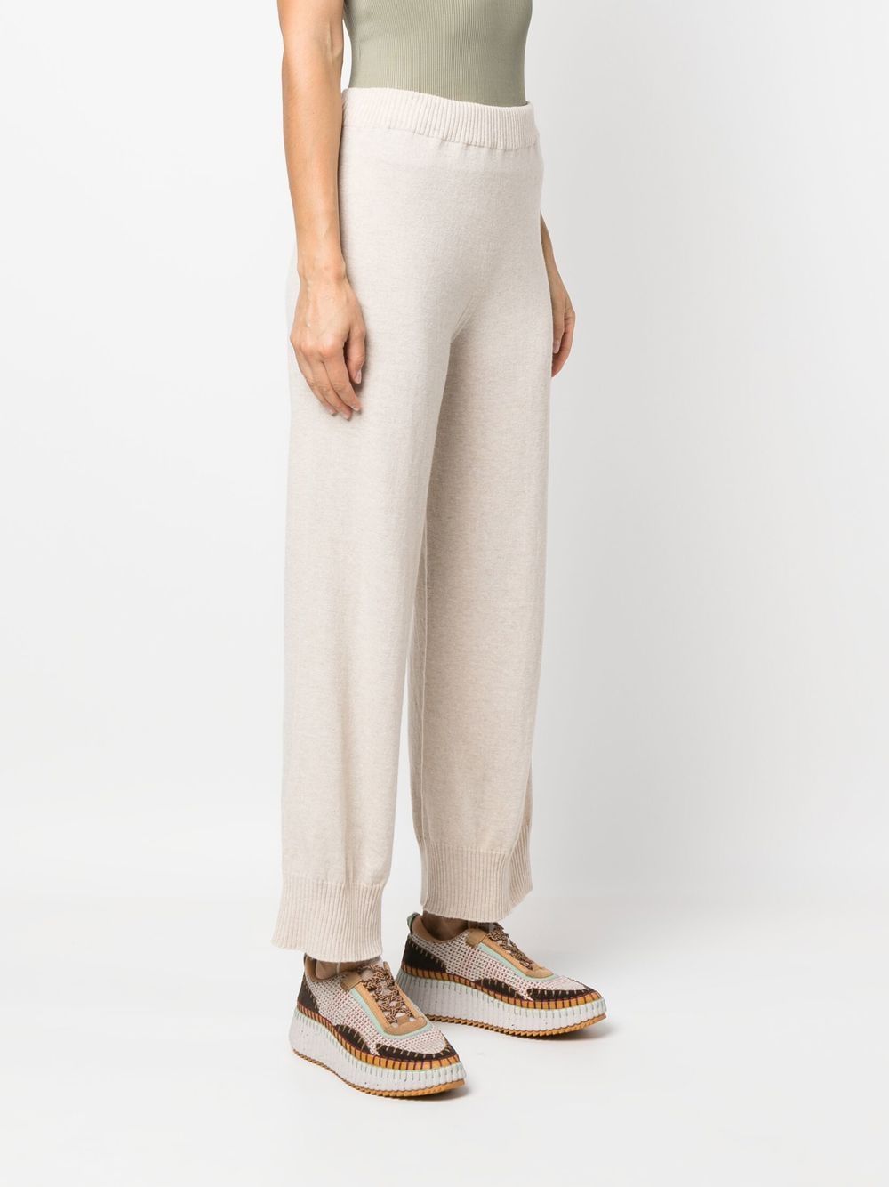 Elasticated fine-knit trousers