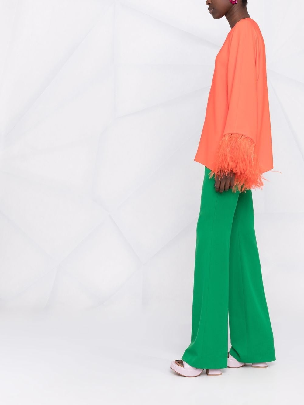 Silk feather-embellished blouse XB3AE6U01MM O21 VALENTINO GARAVANI 