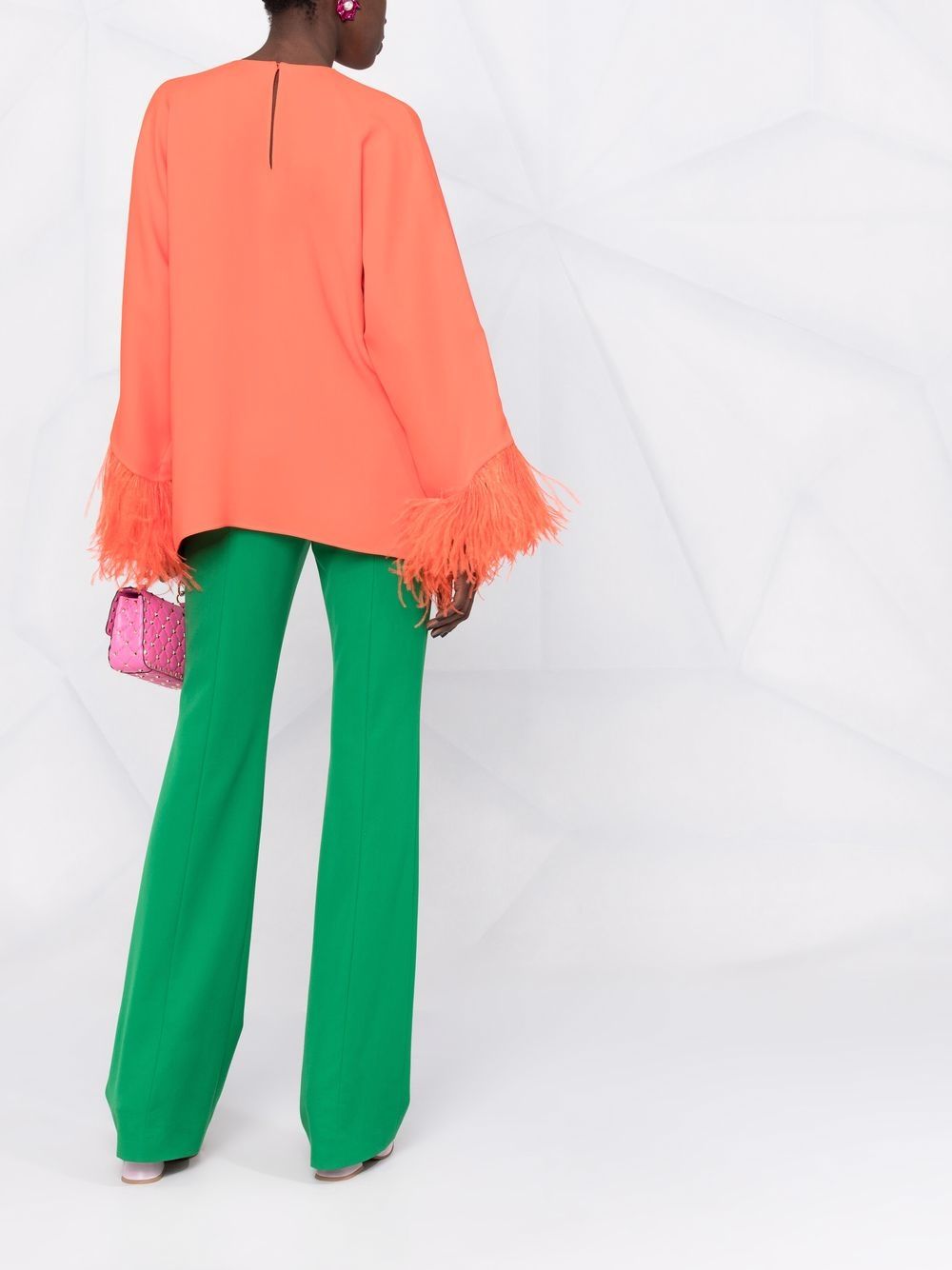 Silk feather-embellished blouse XB3AE6U01MM O21 VALENTINO GARAVANI 