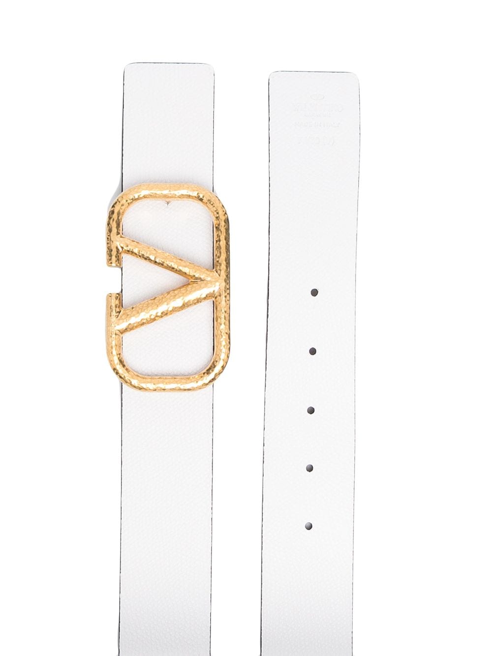 White leather VLOGO buckle belt