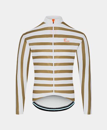 Gold/white CLAUDETTE long sleves cycling shirt