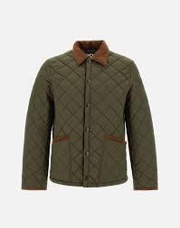Green quilted jacket with contrasting trim