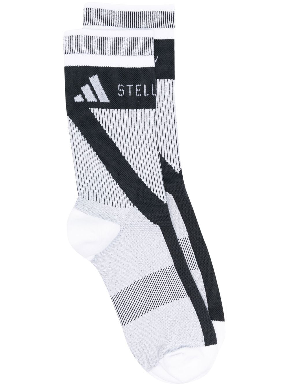 Blac/white intarsia-knit logo socks