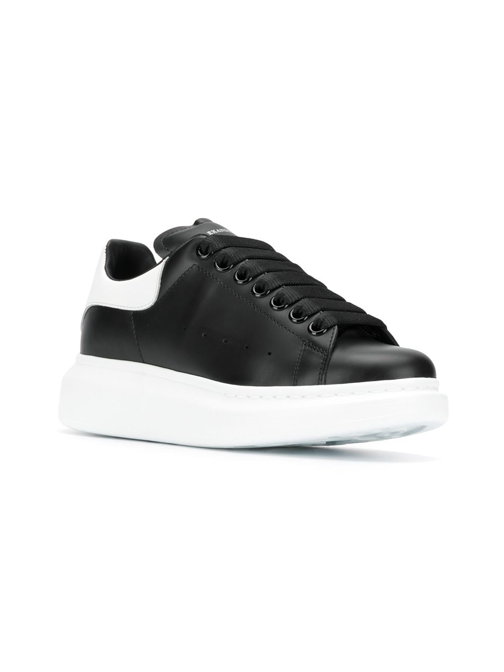 Black/white leather/suede oversized low-top sneakers