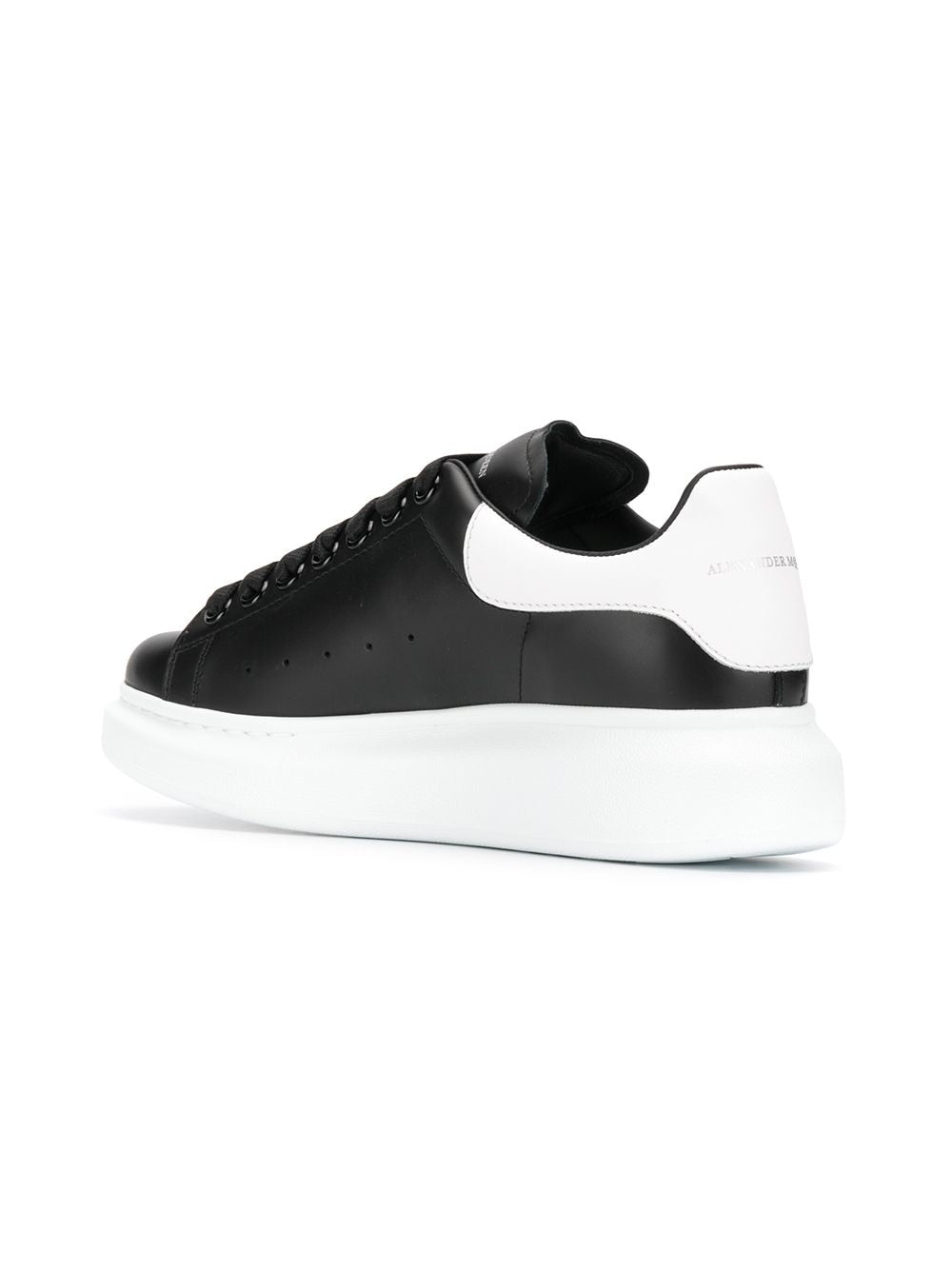 Black/white leather/suede oversized low-top sneakers