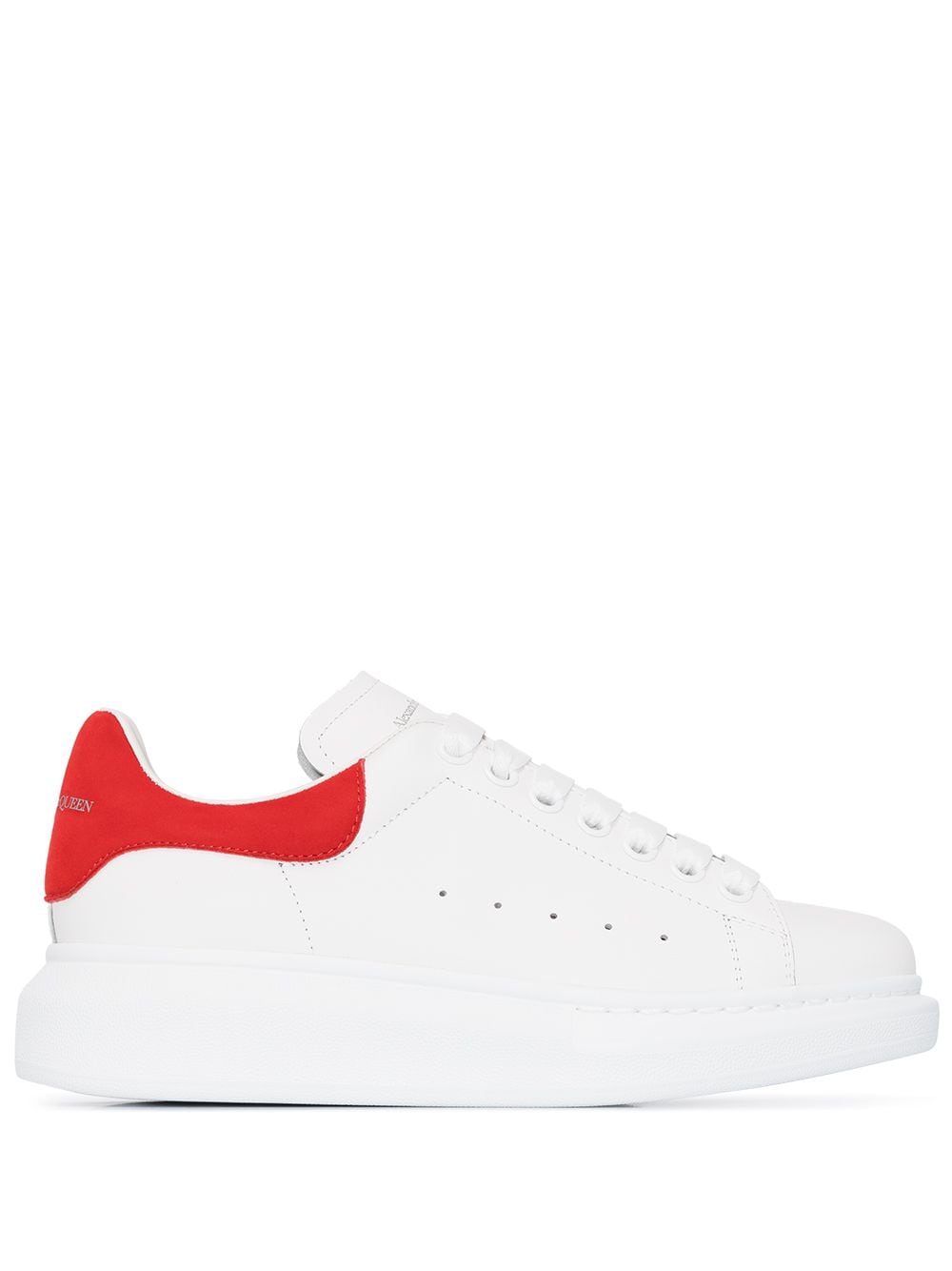 White/red leather/suede oversized low-top sneakers