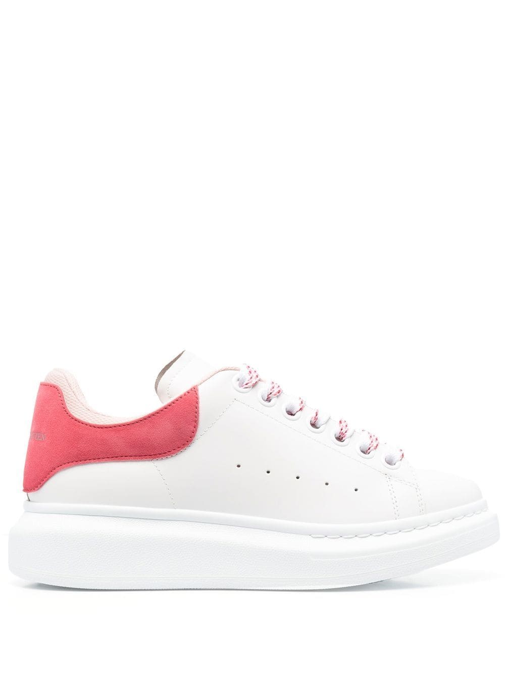 White/light red leather/suede oversized low-top sneakers
