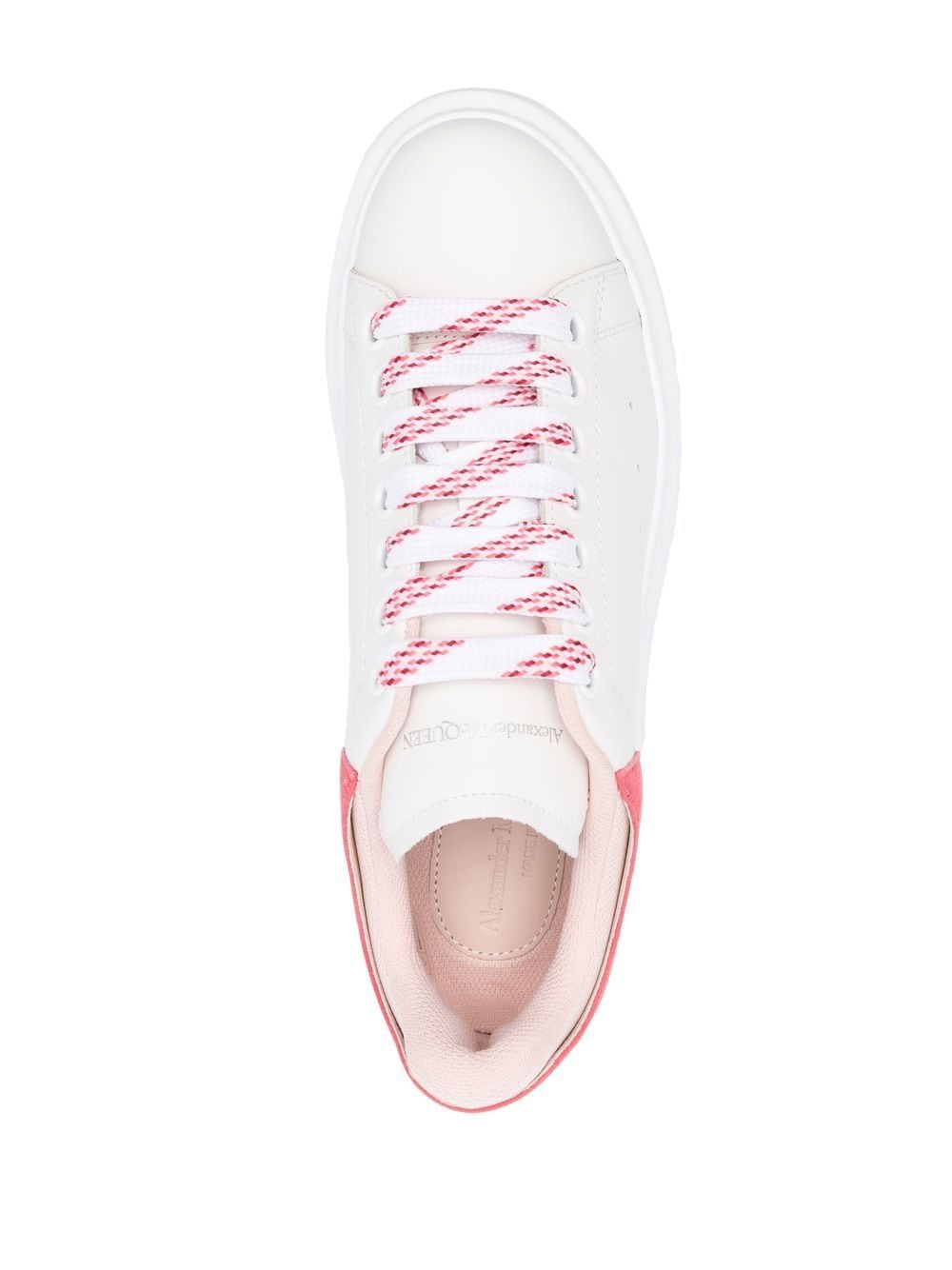 White/light red leather/suede oversized low-top sneakers