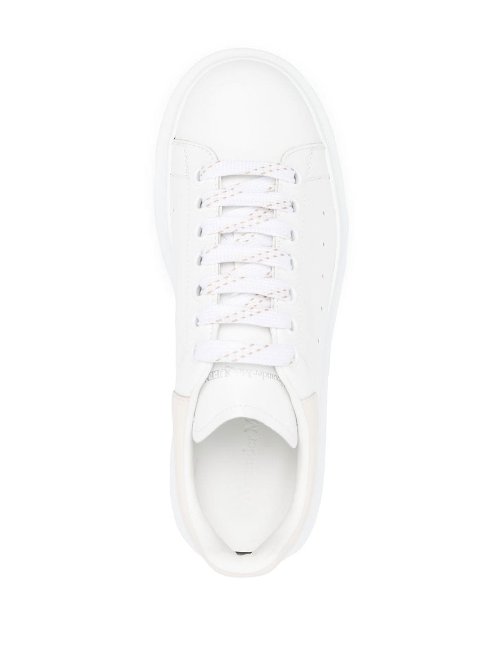 White/beige calf oversized sole low-top sneakers