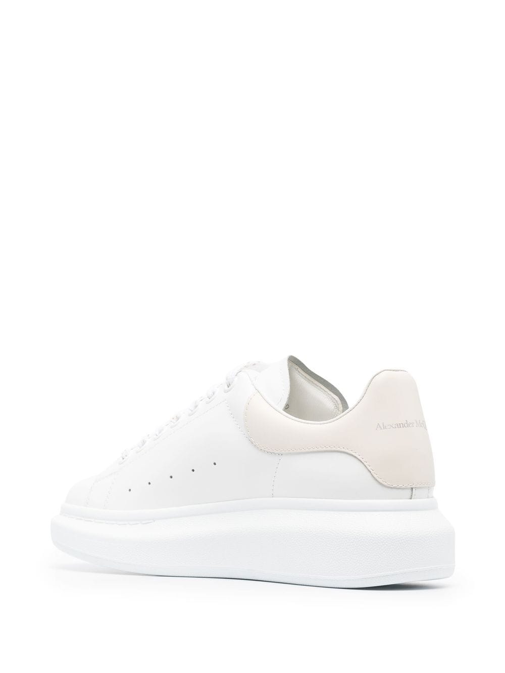 White/beige calf oversized sole low-top sneakers