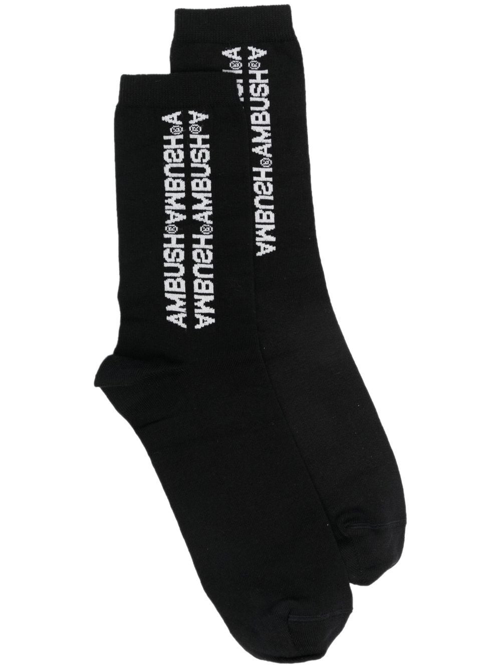 Logo-jacquard ribbed-trim socks