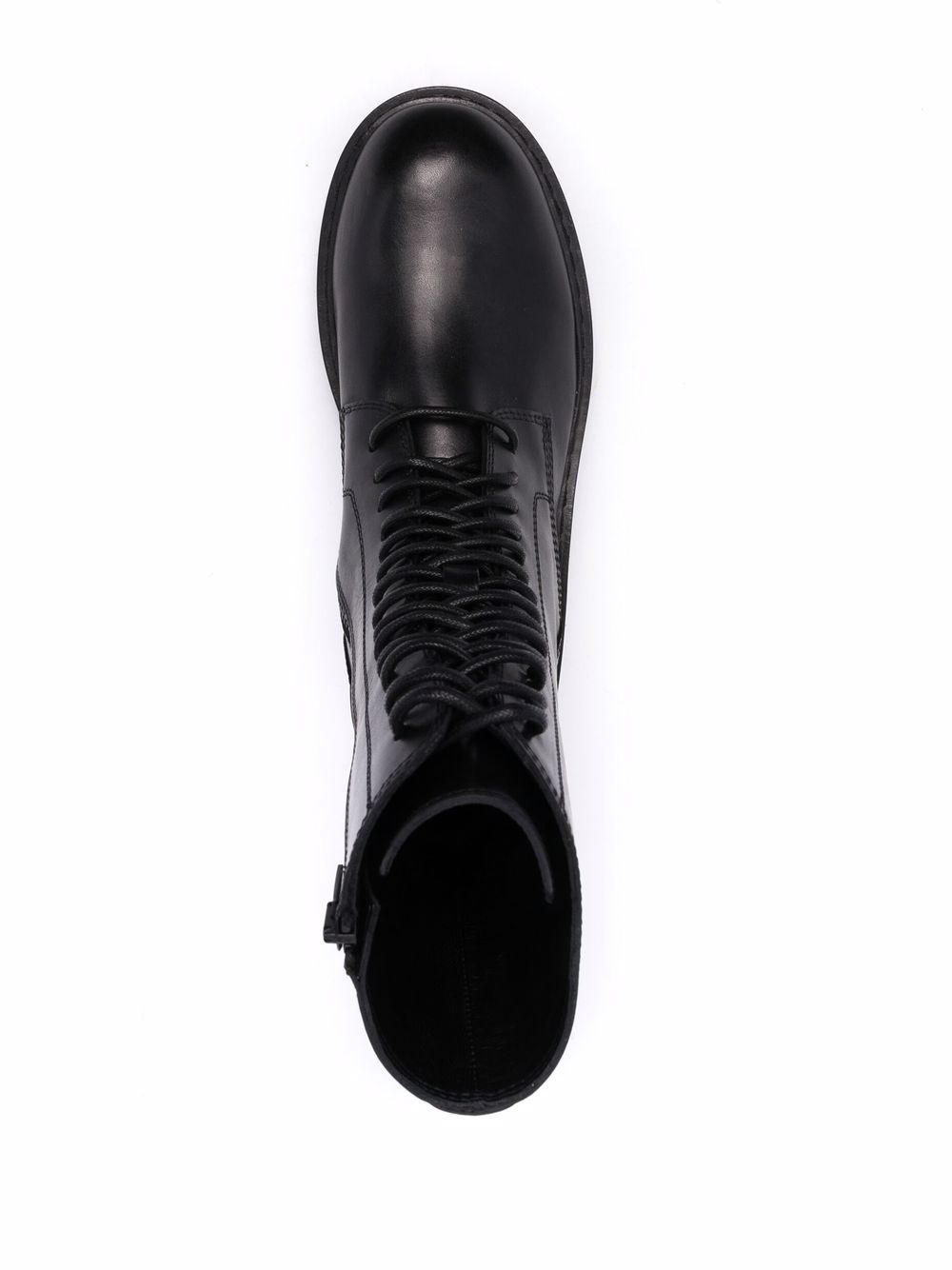 Black leather leather combat boots