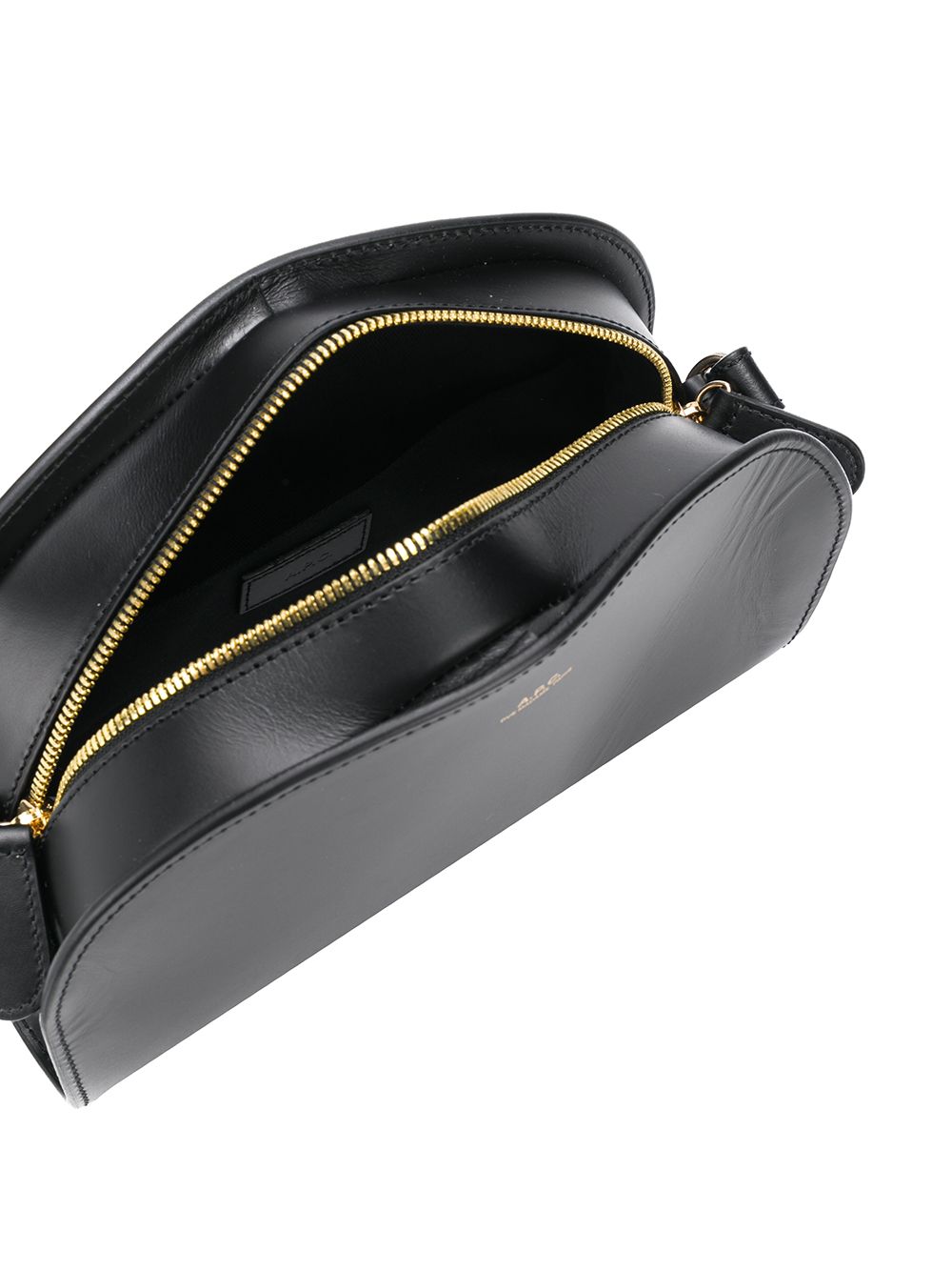 Black calf leather Demi-lune crossbody bag