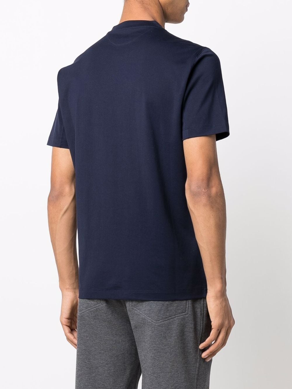 Dark blue cotton logo-print crewneck T-shirt