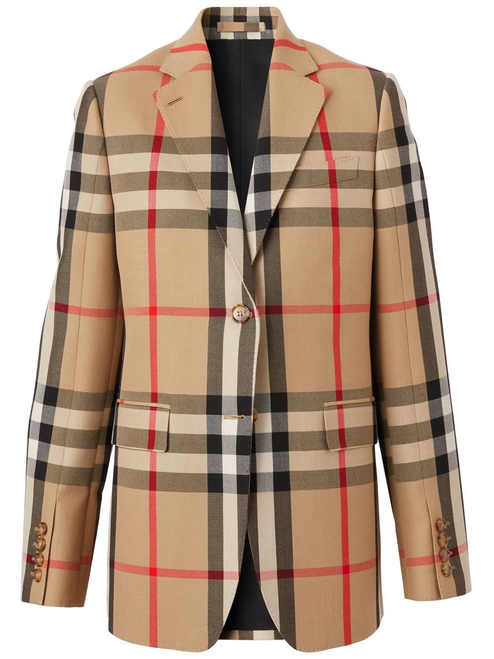 Check wool-cotton jacquard tailored jacket