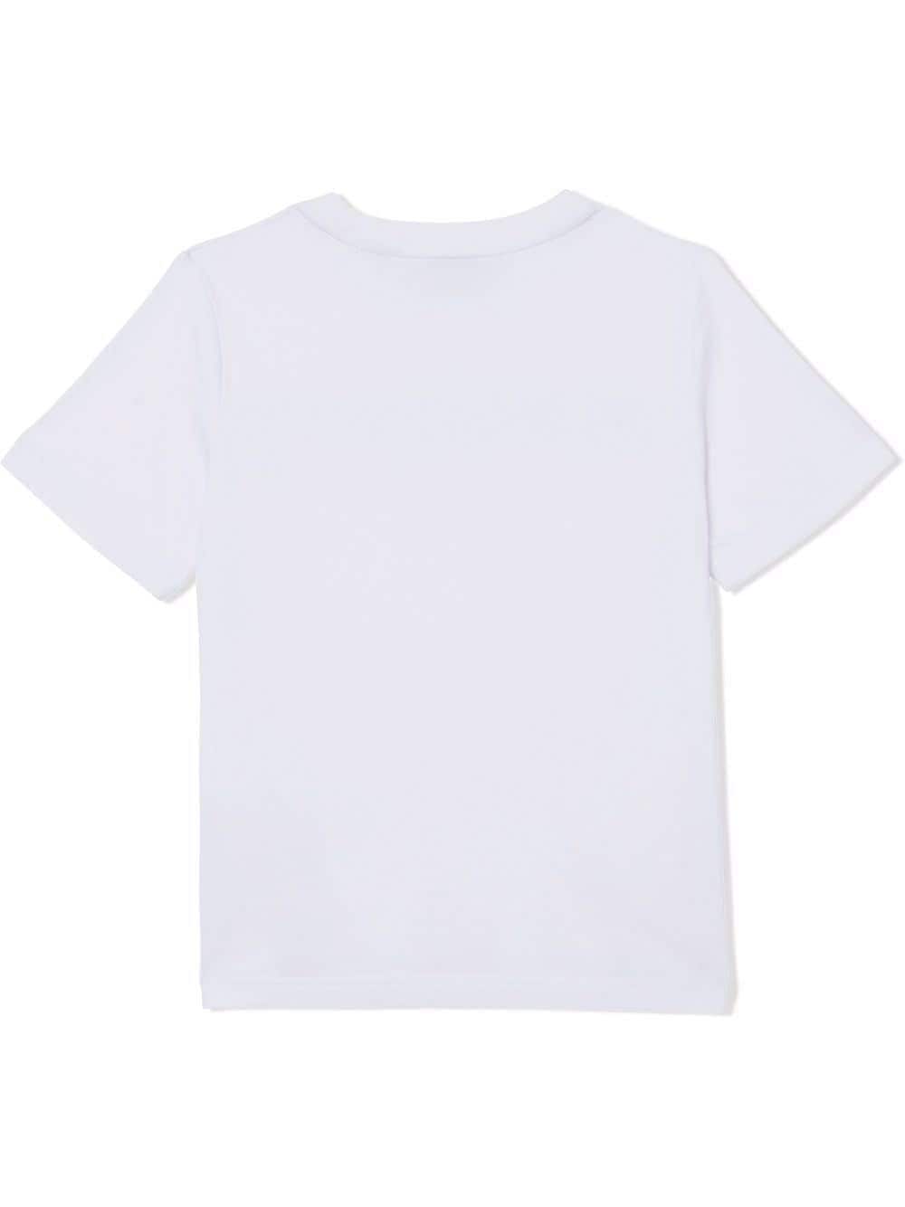 T-shirt in cotone bianco/beige archivio con logo ricamato
