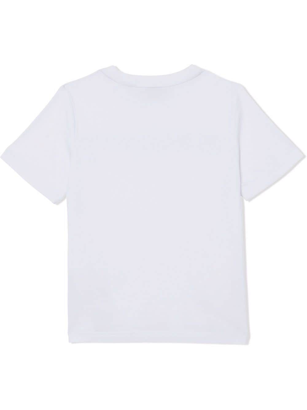 White/archive beige cotton logo-embroidered T-shirt