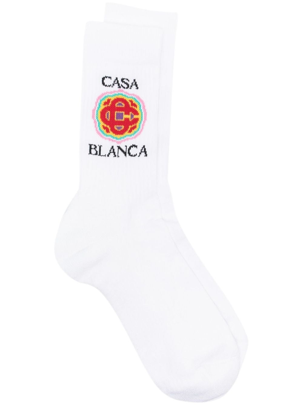 Rainbow monogram ribbed sports socks