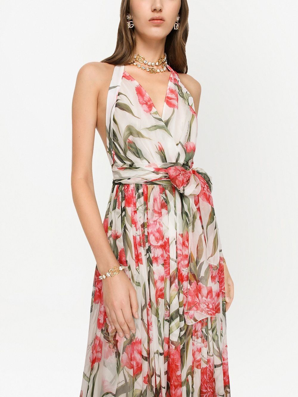 Floral-print V-neck maxi dress