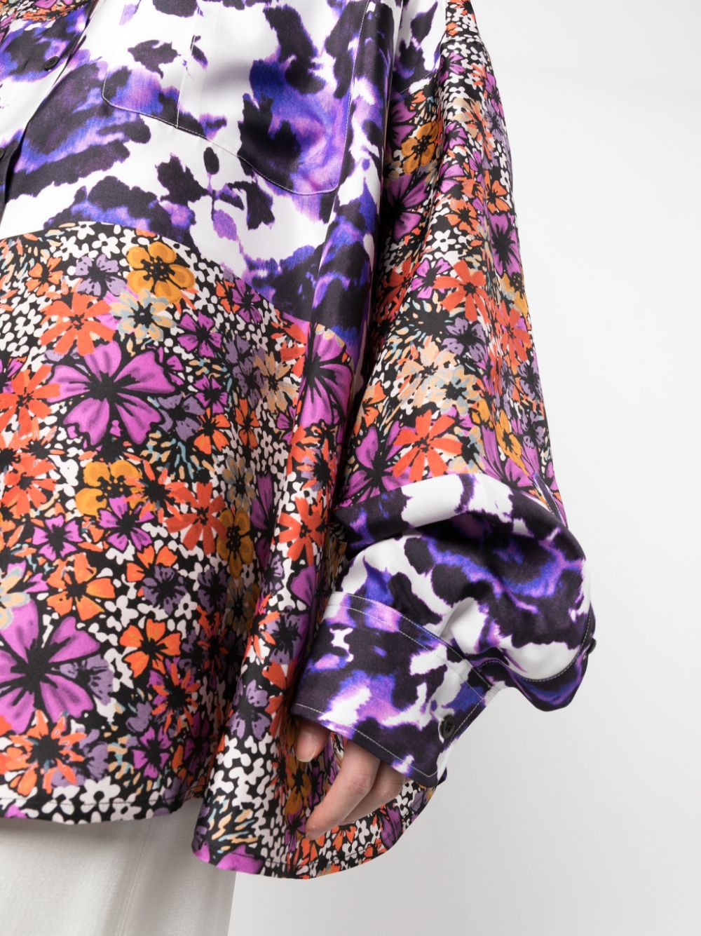 Floral-print silk shirt