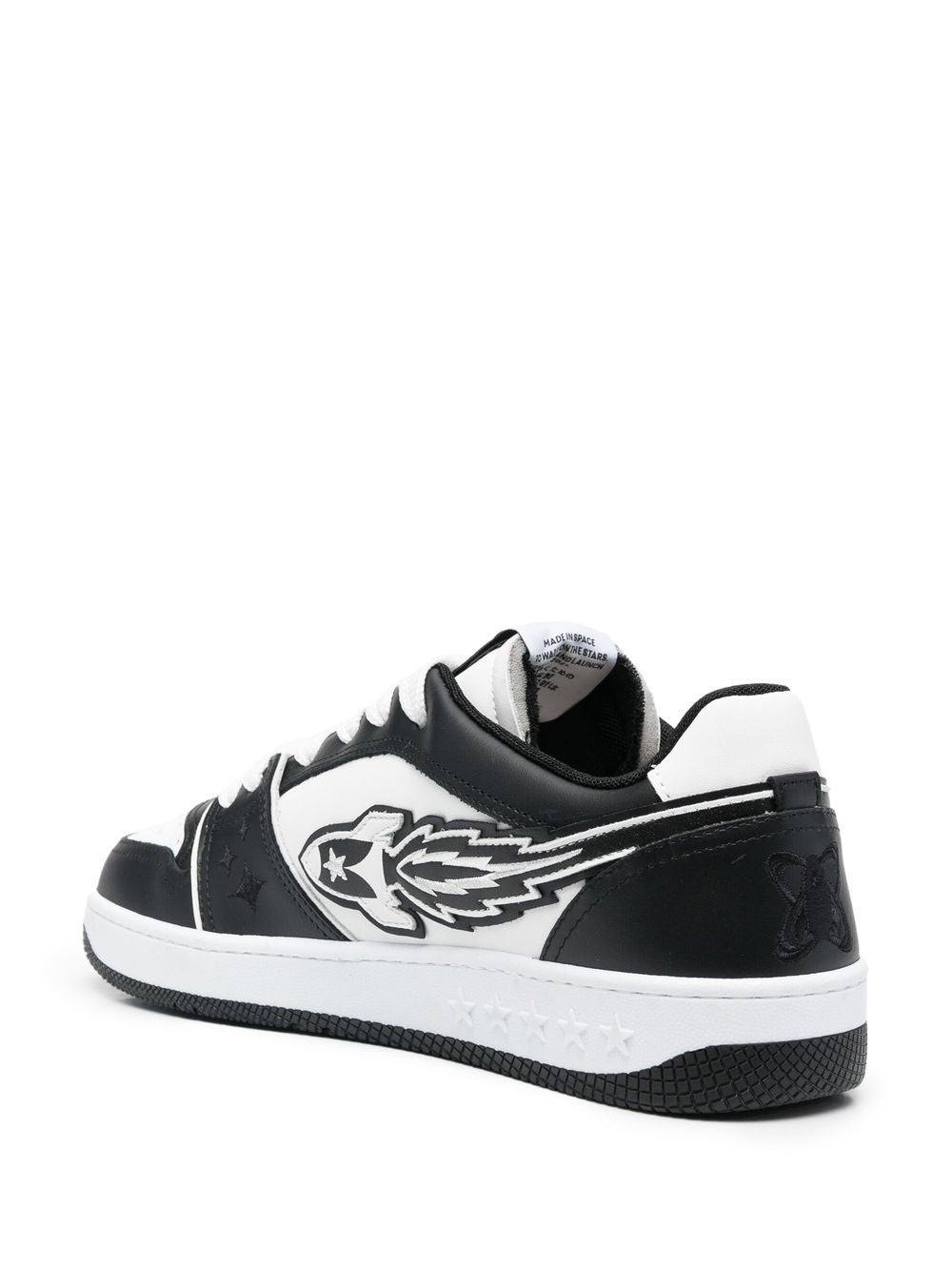 Black/white logo-detail leather sneakers