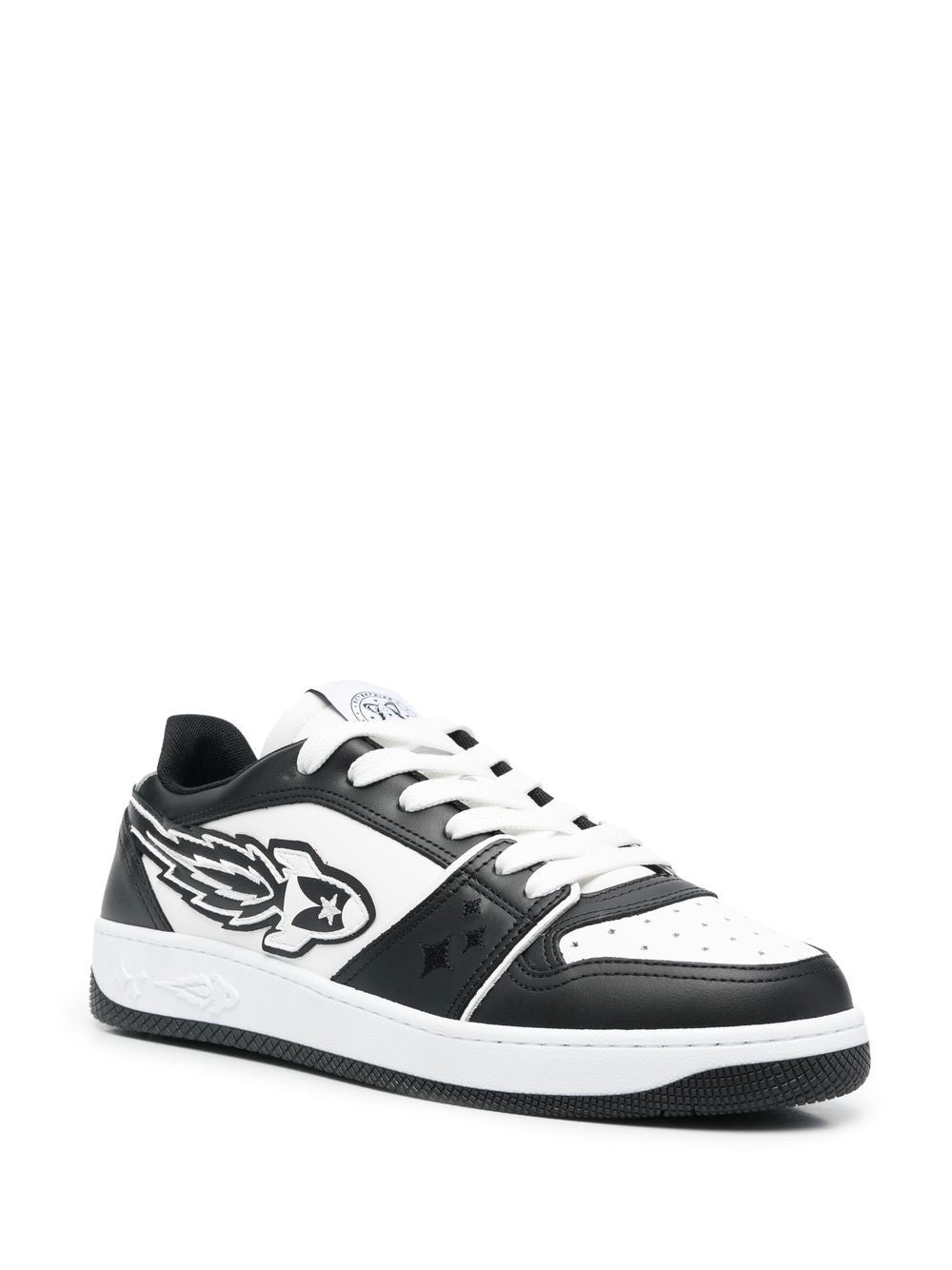 Black/white logo-detail leather sneakers