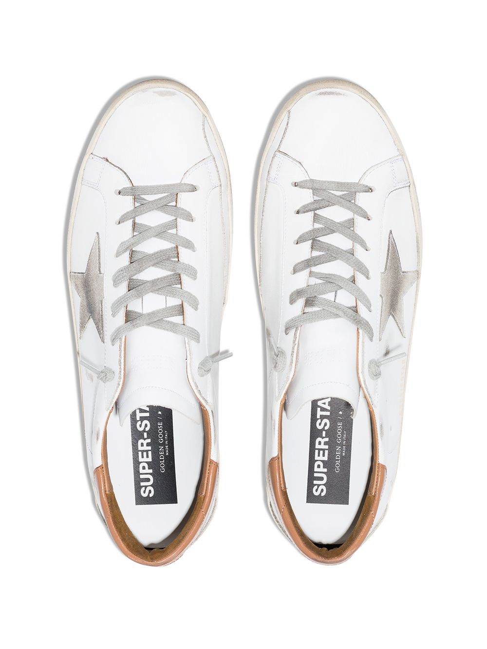 White/brown/grey leather Super-Star low-top sneakers