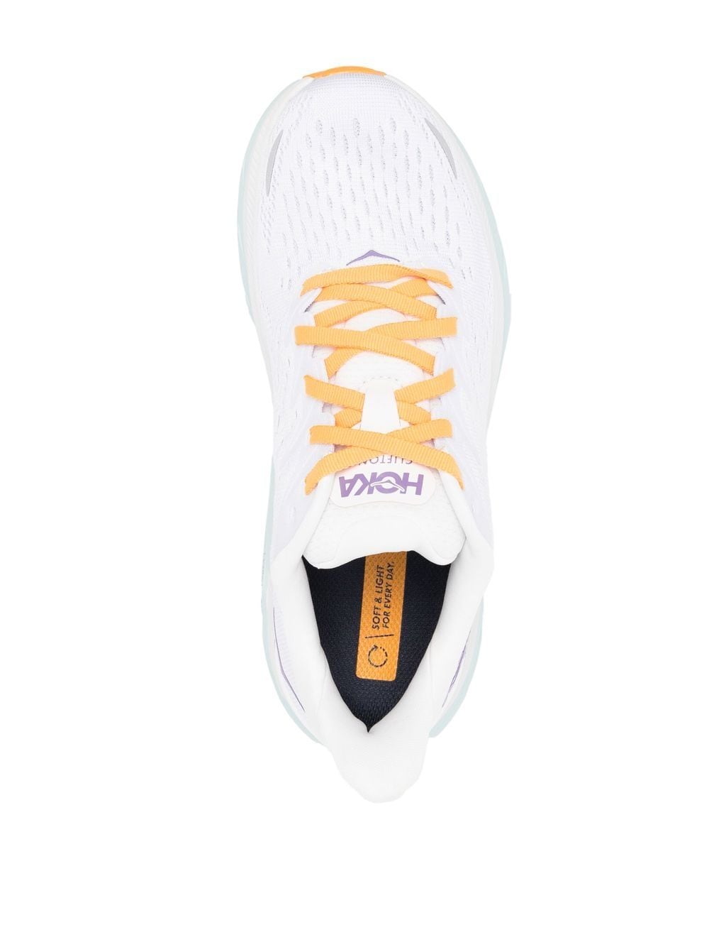White/lilac Clifton 8 running sneakers