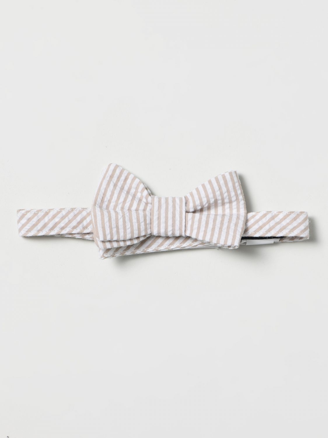 Beige stripe bow tie