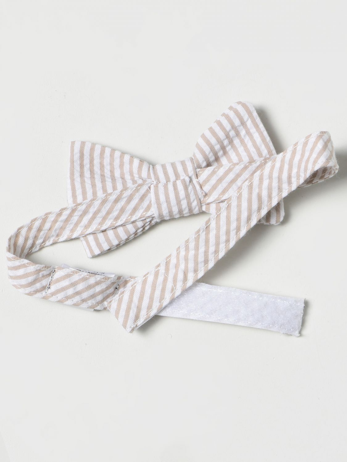 Beige stripe bow tie