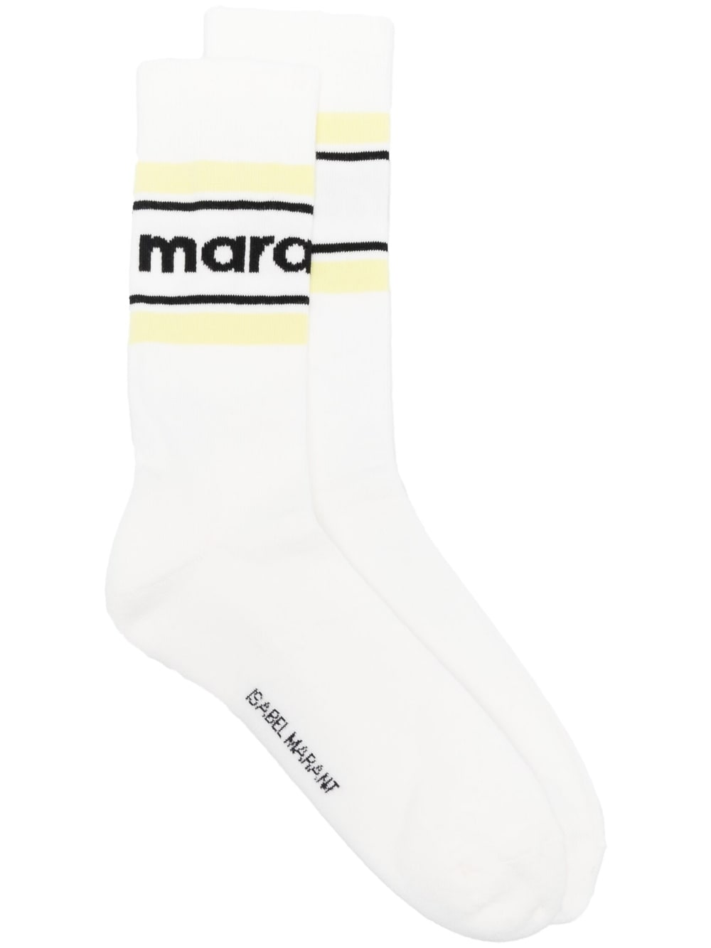 Yellow/black/white Dona intarsia-logo socks