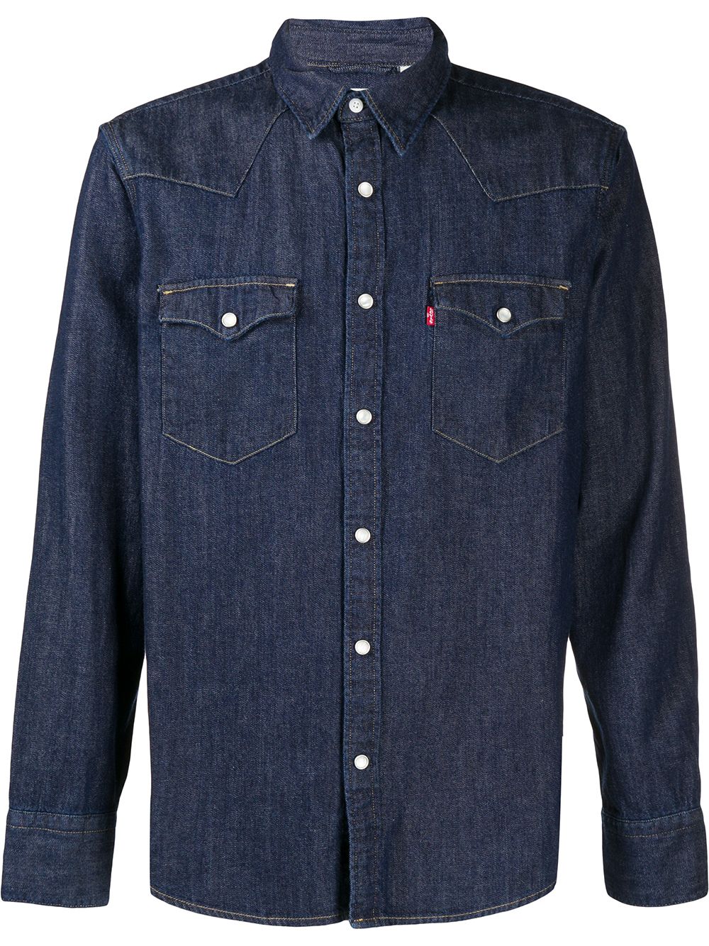 Dark blue cotton Barstow Western denim shirt