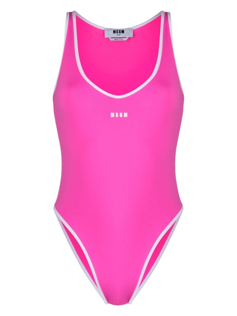 Pink logo-print scoop-neck swimsuit