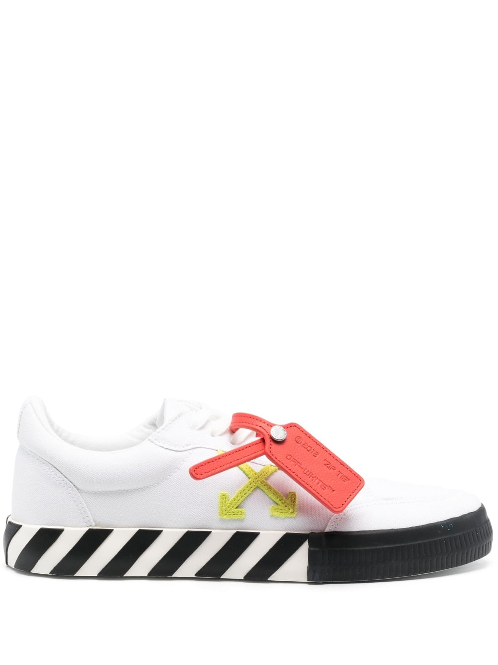 Black/white/yellow Vulcanized low-top sneakers