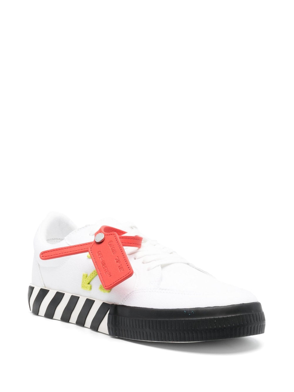 Black/white/yellow Vulcanized low-top sneakers