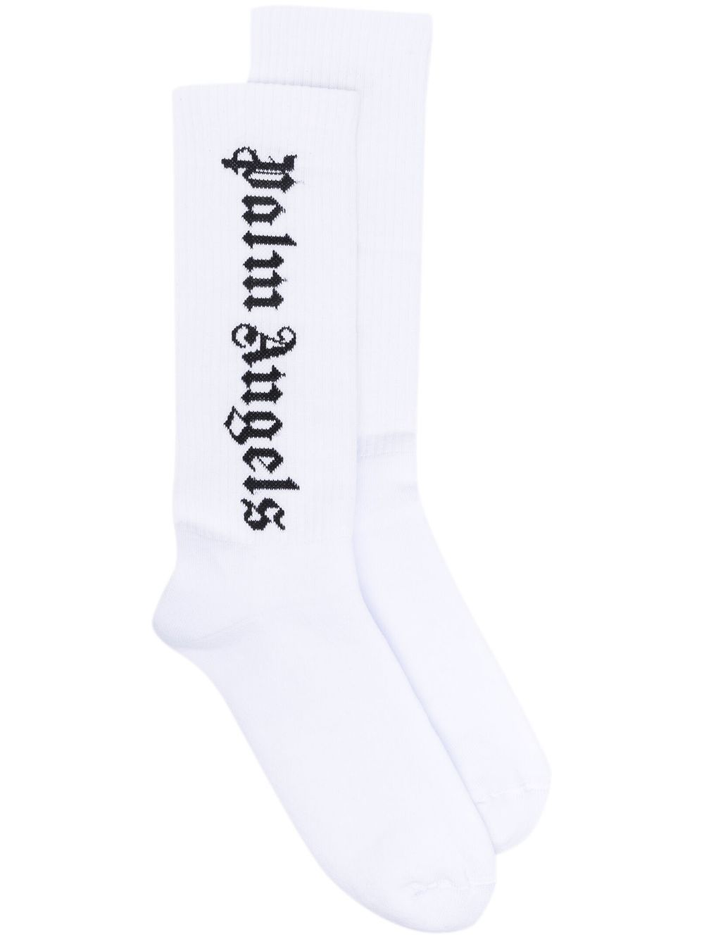 White/black intarsia logo socks