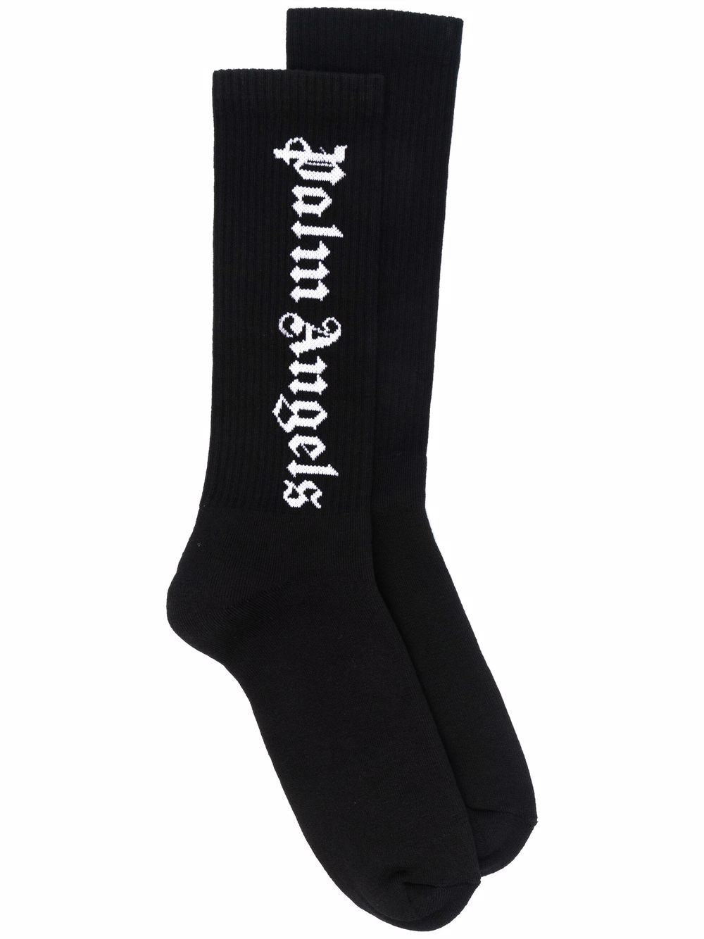 Black/White intarsia logo socks
