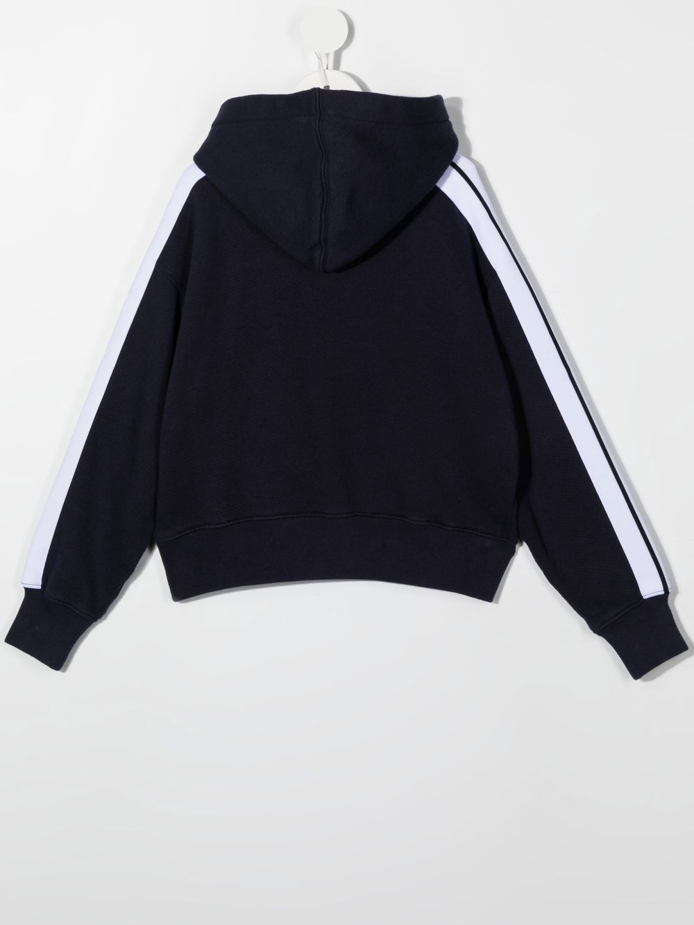 Logo print stripe-detail hoodie
